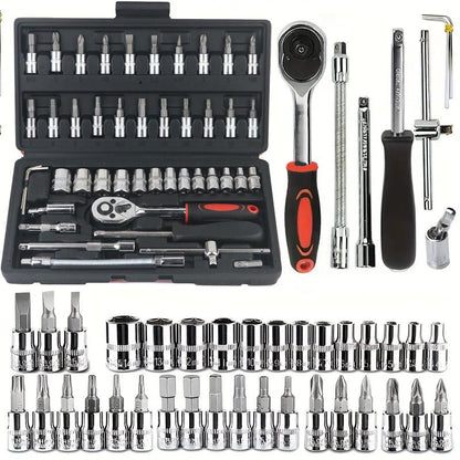 Professional Household Hardware Tool Set/Car Repair Tool Set: Ratchet Torque Wrench, Wrench, Screwdriver, Socket Combination - Very Suitable for Bicycle and Car Repair! Men'S Gifts, Black Friday Gifts, Christmas Gifts